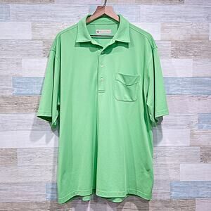 DONALD ROSS Performance Pique Golf Polo Shirt Green Pocket Casual Mens XL